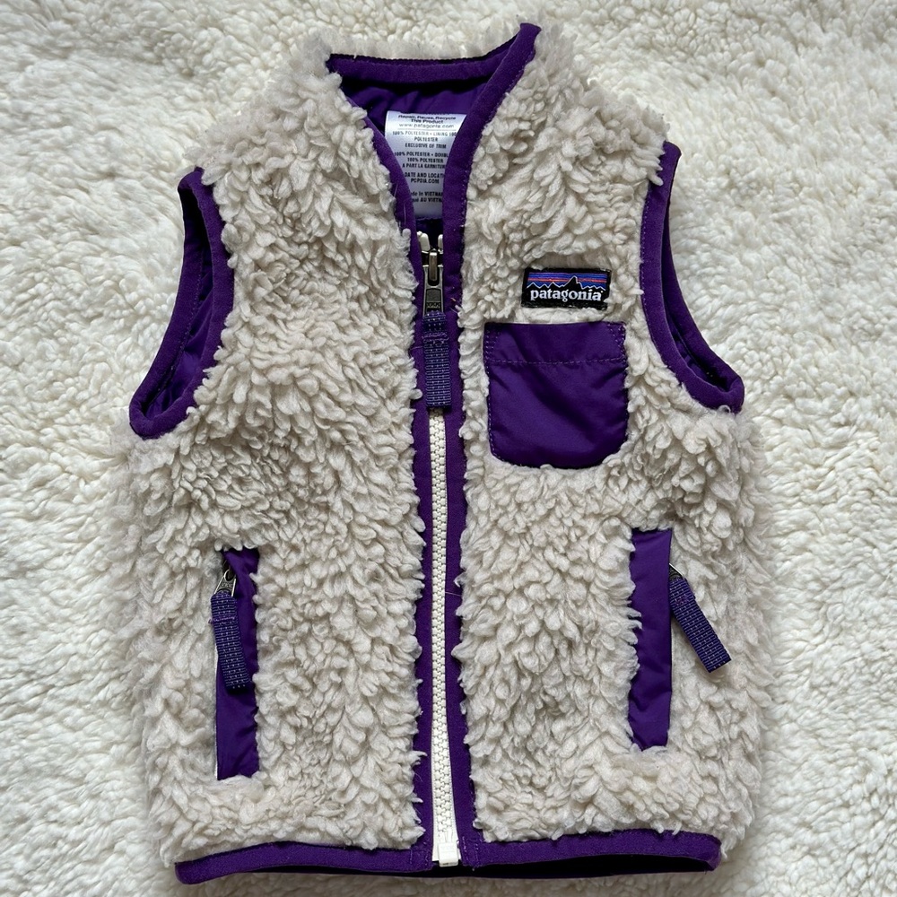 Patagonia Retro Fleece Vest with Purple Pocket - 6-9M